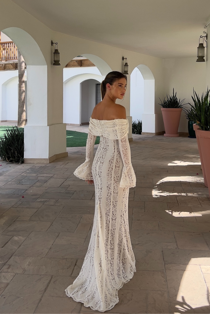 Asher - Off-Shoulder Crochet Lace Maxi Dress