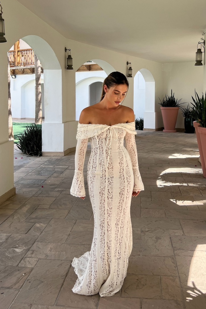 Asher - Off-Shoulder Crochet Lace Maxi Dress