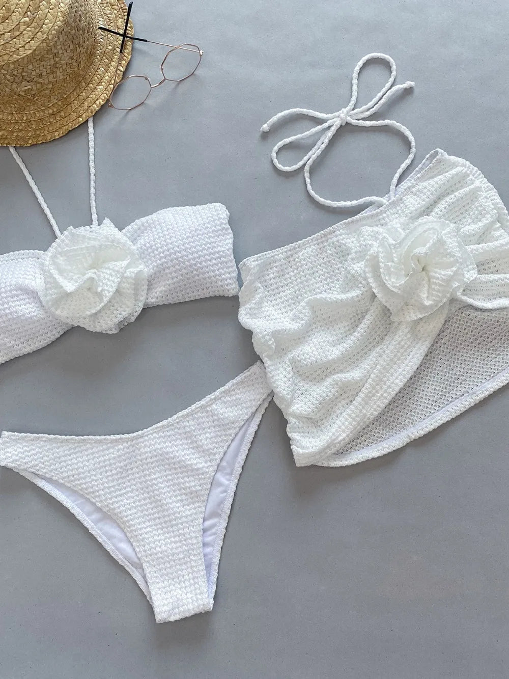 Chloe - White Rose Bikini