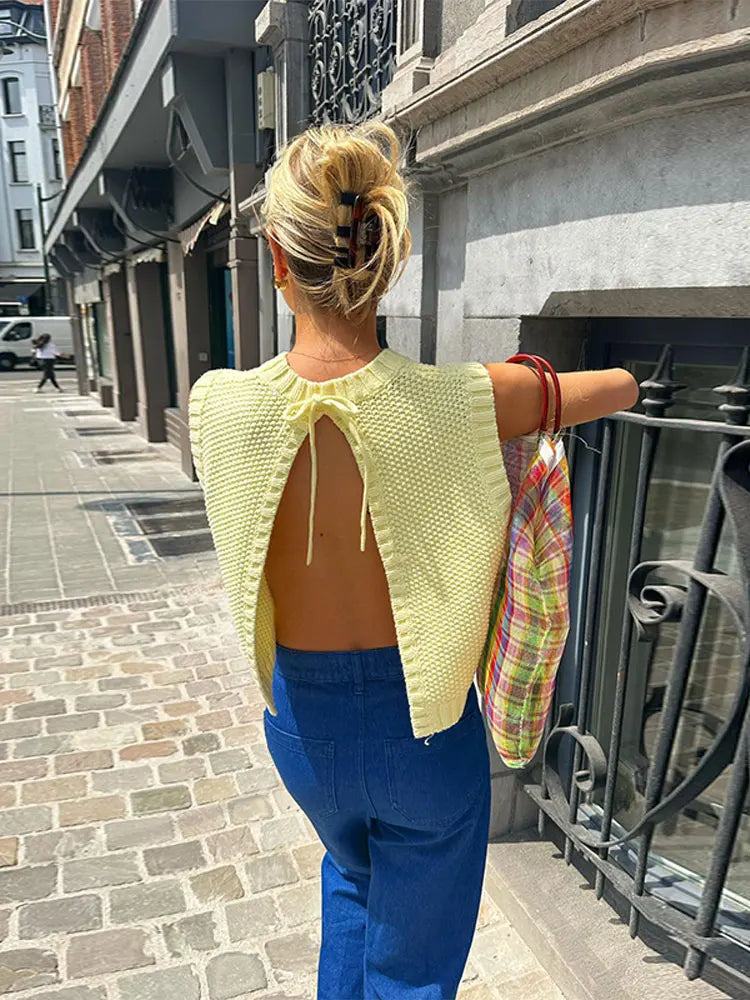 Up-Casual-Elegant-Pullover-2023-Summer-Autumn-Chic-Knitwears-Yellow-Knit-O-neck-Sleeveless-Cropped-Top.webp